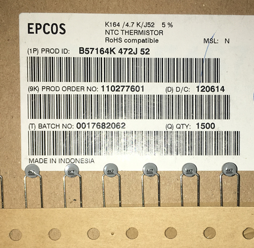 EPCOS B57164K472J52 4.7K 4700ohs 5% 5pcs/lot