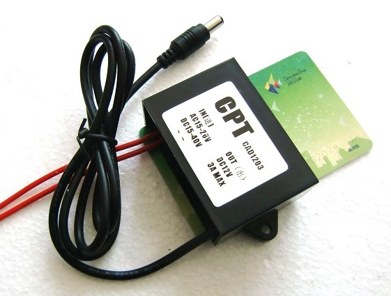 AC24V to DC12V 3A, 17-26VAC or DC17-40V to DC12V 3A DC connector 5.5mm*2.1mm AC-DC DC-DC Converter Security Camera Power supply