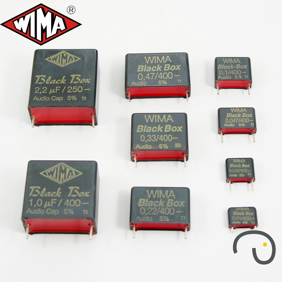 WIMA BLACK BOX 0.22uf 400V  Audio Cap 26mm×8.5mm×18mm spacing: 22mm